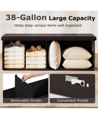 Folding Storage Ottoman Bench for End of Bed Seating