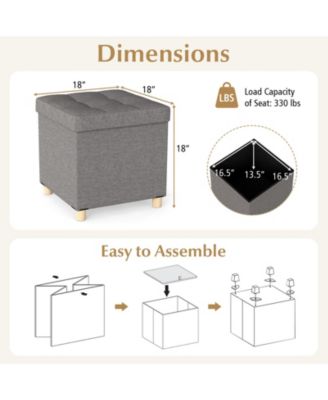 Round Storage Ottoman with Wood Legs and Lift Top Design