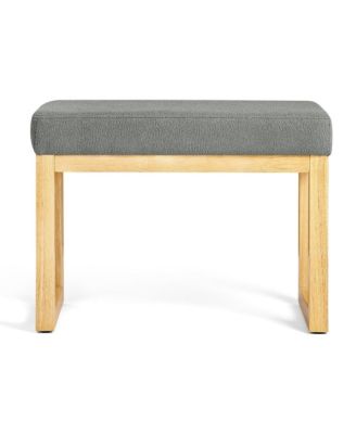 Upholstered Wooden Ottoman Bench, Shoe Changing Bench, Rustic Entryway Shoe Bench for Bedroom, Living Room, Entryway