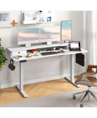 Electric Standing Desk with Two Drawers for Home Office