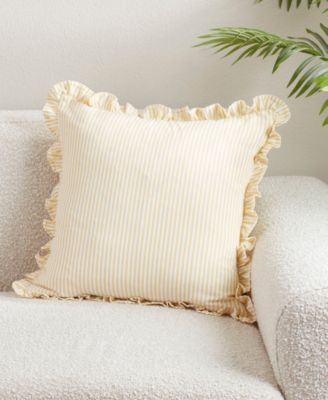 Striped Ruffle Edge Decorative Pillow, 18" x 18"