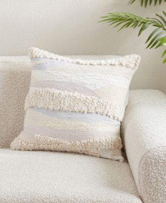 Embroidered Stripe Decorative Pillow, 18" x 18"