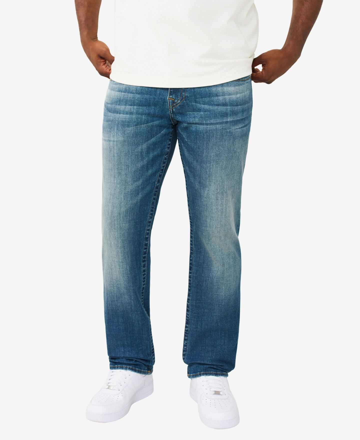 Мужские джинсы True Religion Ricky Straight-Fit, цвет: Тёмно-зелёный джинсовая тёмная варка — фото 2