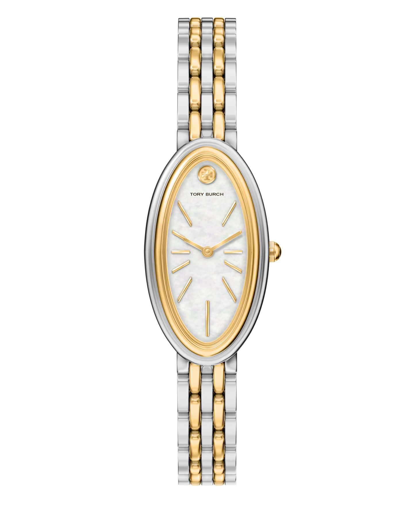 Женские часы Tory Burch The Oval Elongated Quartz Two-Hand Two-Tone Stainless Steel Watch, 22mm — фото 1