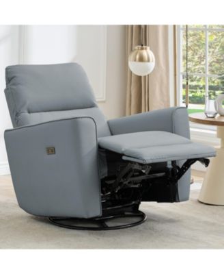 Power Recliner Swivel Rocking Glider PU Leather Upholstered Nursery Chair