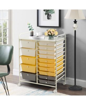 Fifteen Drawer Utility Rolling Storage Cart for Multi Use