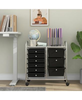 Nine Drawer Rolling Storage Cart with Metal Frame Organizer