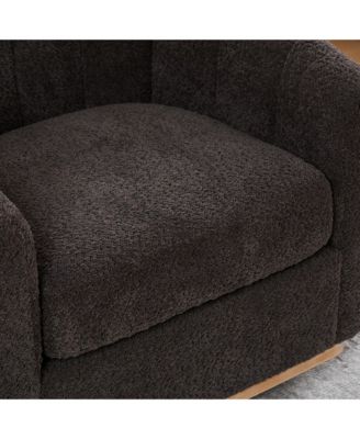 31.89" Modern Chenille Swivel Barrel Chair with Metal Base, Tufted Pumpkin-Shape Club Armchair for Living Room, Bedroom