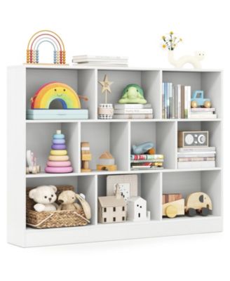 41 inches Wooden Toy Storage Organizer with 10 Cubes for Classroom Daycare Nursery Kindergarten