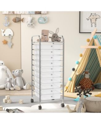 Ten Drawer Rolling Storage Cart Organizer with Universal Casters