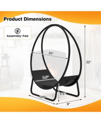 Firewood Log Hoop 20 Inch Round Heavy-duty Metal Curved Log Rack with Stand