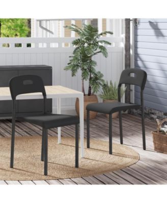 Set of 2 Stackable Modern Plastic Dining Chairs with Metal Legs, Waterproof and Stain-Resistant