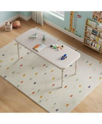 47.24" Folding Table with Thick PU Cushion Top, 80LBS Capacity, Space-Saving Table for Play, Study, Eating