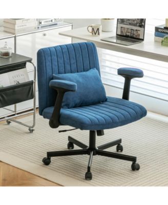 Velvet Criss Cross Armrest Office Chair with Wheels, Comfortable for Home Office, Reading and Vanity