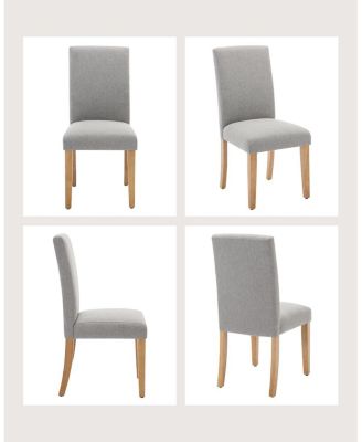 Set of 6 Modern Fabric Upholstered Ergonomic Dining Chairs with Curved Backrest and Heavy-Duty Wood Legs