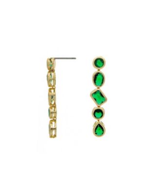 18K Gold-Plated Bezel Set Multi-Shape Green CZ Drop Earrings
