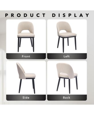 Modern Fabric Upholstered Wooden Dining Chairs Set with High Back and Deep Seat for Kitchen and Dining Room