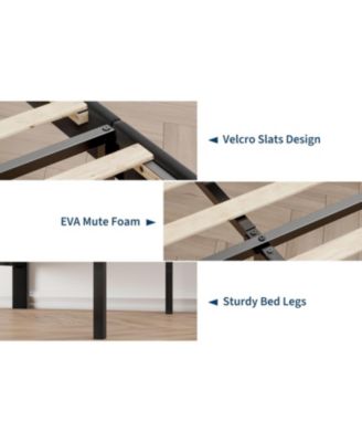 Velvet Upholstered Bed Frame with Channel Tufted Headboard Sturdy Wood Slats Platform Easy Assembly Noise Free