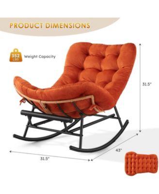 Oversized Patio Rocking Chair, 400lb Heavy Duty with Thick Cushion, Manual Recliner, Extra Wide, Outdoor/Indoor Use