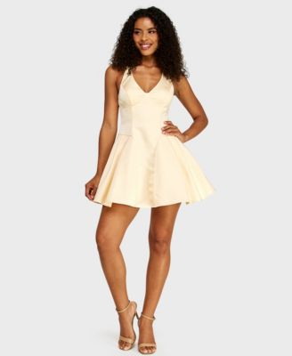 Juniors' Halter Neck Fit & Flare Mini Dress