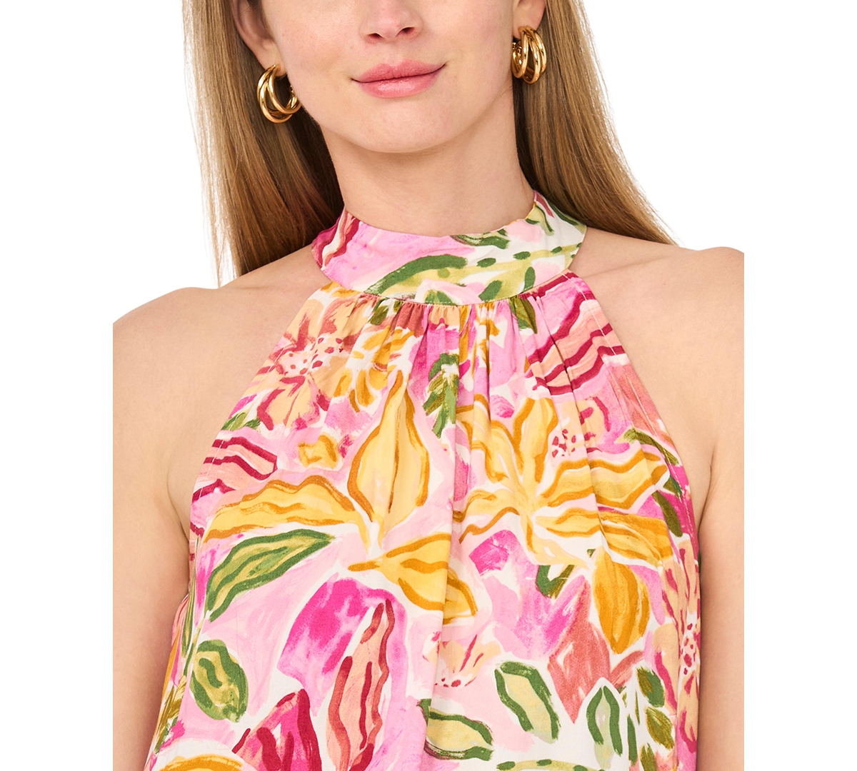 Vince Camuto Women's Halter Tie-Back Printed Dress