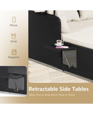 Patio Hand-Woven PE Wicker Daybed Outdoor Loveseat Sofa Set w/  Cushions