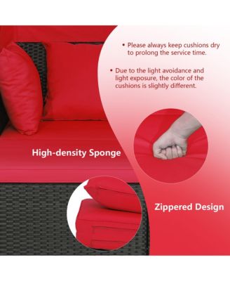 Patio Hand-Woven PE Wicker Daybed Outdoor Loveseat Sofa Set w/ Cushions