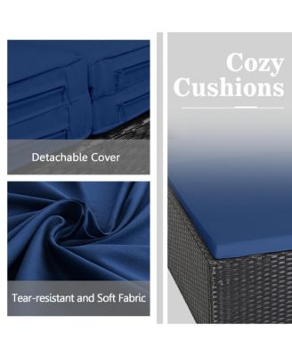 Rattan Patio Daybed Loveseat Sofa Yard Outdoor w/ Cushions Pillows