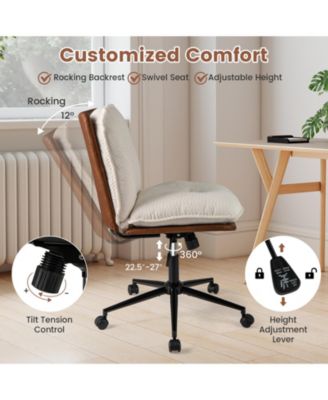 Armless Home Office Chair with Rocking Backrest Design