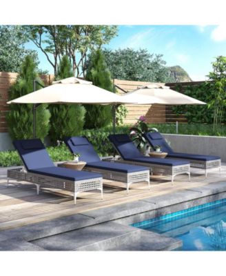 Patio Chaise Lounge Chair with Adjustable Backrest and Headrest