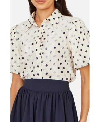 Women's Polka Dot Lace Boxy Shirt