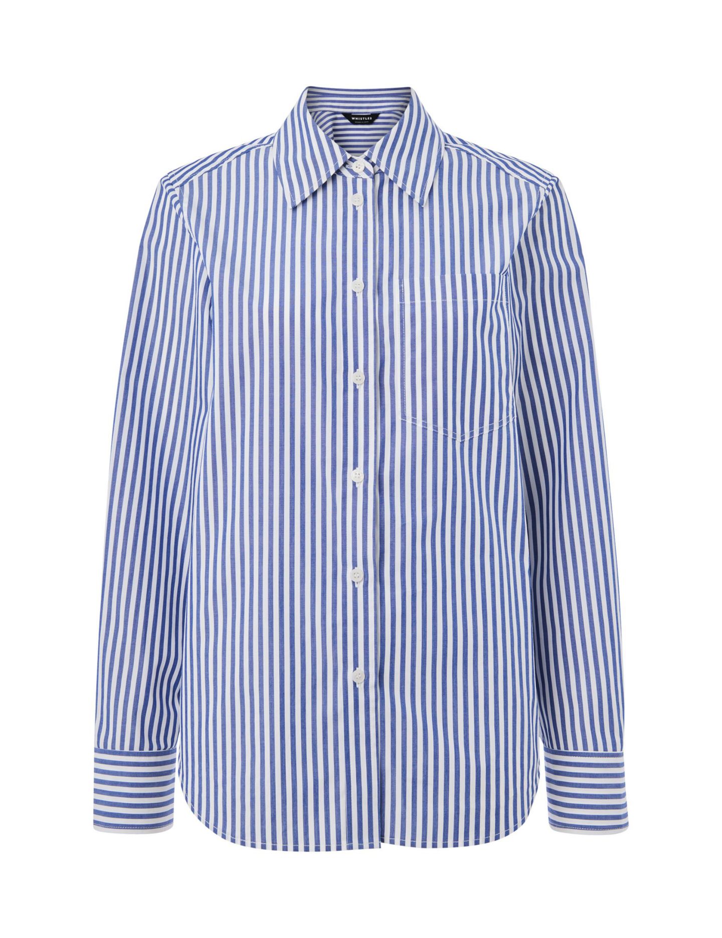Женская рубашка Whistles Relaxed Fit Stripe, цвет: Пастельный синий — фото 5