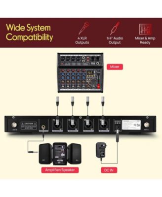 4-Channel Wireless Microphone System with Handheld and Lavalier Mics (PDWM4802)