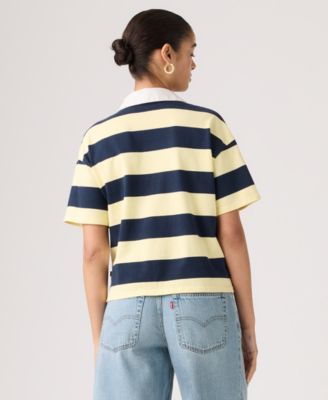Women's Short-Sleeve Striped Polo-Shirt