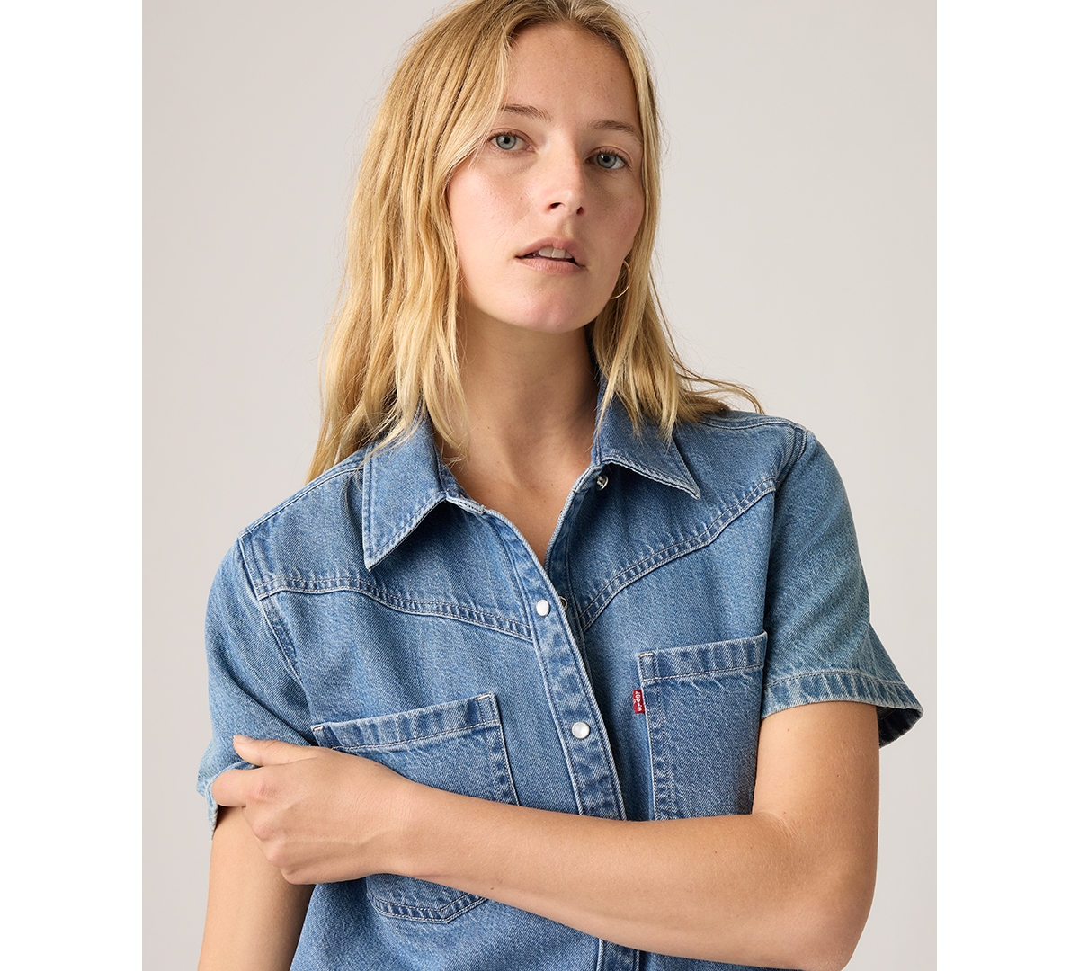 Levi's Women's Short-Sleeve Collared Denim Shirt Dress