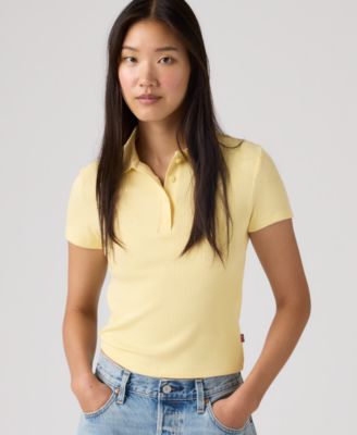 Women's Short-Sleeve Ribbed Polo Shirt