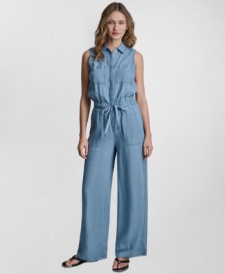 DKNY Jeans Petite Sleeveless Collared Jumpsuit