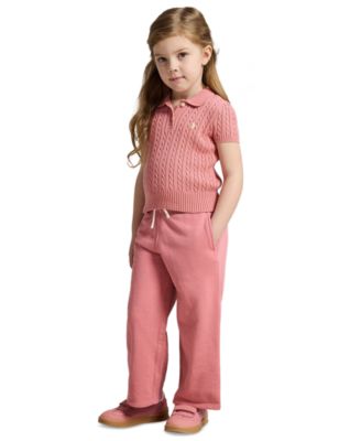 Girls' 2-6X Mini-Cable Two-Button Placket Polo Sweater