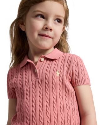 Girls' 2-6X Mini-Cable Two-Button Placket Polo Sweater