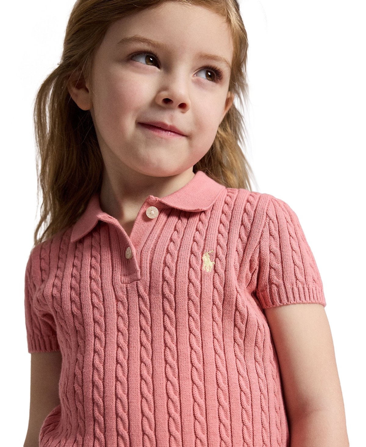 Polo Ralph Lauren Girls' 2-6X Mini-Cable Two-Button Placket Sweater