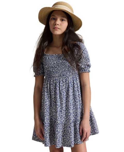 Платье Polo Ralph Lauren Blueberry-Print Square Neck Jersey Dress для девочек, цвет: Blueberry Fields