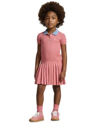 Girls' 2T-6X Mini-Cable Polo Collar Sweater Dress