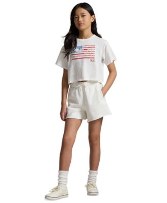Girls' 7-16 Floral Flag Crewneck Jersey Boxy T-Shirt