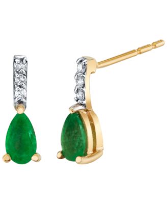 Emerald (1/2 ct. t.w.) and Diamond Accent Drop Earrings in 10k Yellow Gold