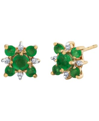 Emerald (7/12 ct. t.w.) and Diamond Accent Earrings in 10k Yellow Gold