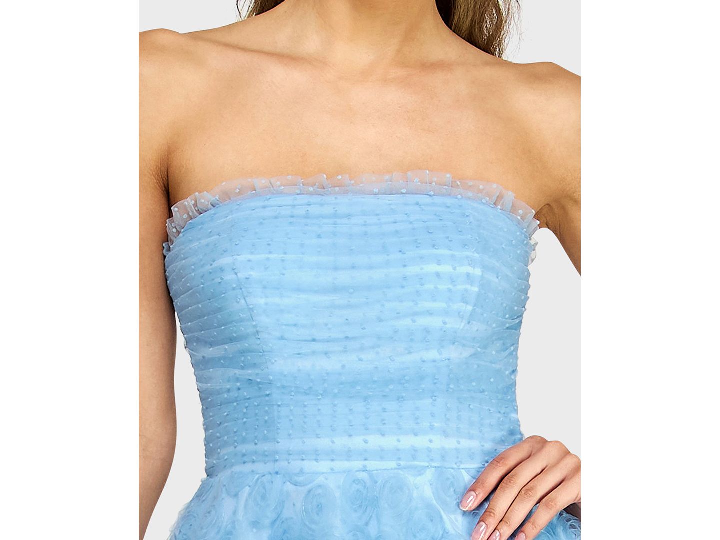 Женское платье Alex & Sophia Juniors' Pleated Bodice Strapless Party, цвет: Синий — фото 5