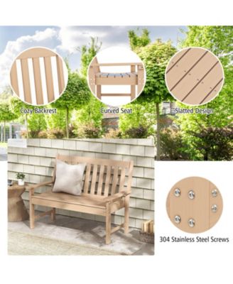 52 Inch All-Weather HDPE Outdoor Bench with Backrest and Armrests