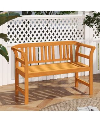 Acacia Wood 2-Person Patio Loveseat with Backrest and Armrests