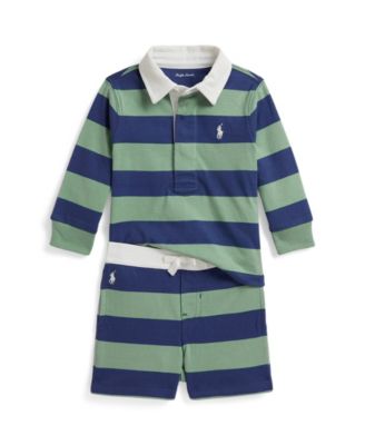 Baby Boys' Striped Rugby Shirt and Shorts, 2-Piece Set
