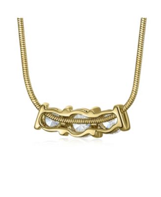 3 Stone CZ Past Present Future Solitaire Cubic Zirconia Necklace